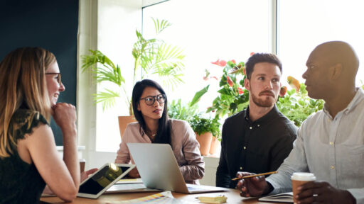 Group of people having a meeting together