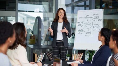 Businesswoman giving a presentation in the boardroom